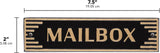 Art Deco “Mailbox” Cast Aluminum Door Sign – Gold on Black, 7.5” x 2” – Durable Weather-Resistant Metal Plaque, Made in USA
