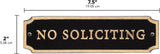 “No Soliciting” Cast Aluminum Door Plaque – Cut Corner Design, Gold on Black, 7.5" x 2" – Durable, Weather-Resistant Metal Sign, Made in USA