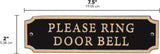 Cut Corner “Please Ring Doorbell” Sign - 7.5” x 2” Cast Aluminum Plaque, Gold on Black, Art Deco Style, Durable Metal Door Sign, Made in USA
