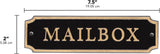 Cut Corner “Mailbox” Plaque – Cast Aluminum Metal Sign, Gold on Black, Weather-Resistant, 7.5" x 2", Made in USA