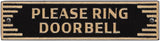 “Please Ring Doorbell” Cast Aluminum Plaque – Art Deco Style Door Sign, 7.5” x 2”, Gold on Black, Made in USA, Durable Weather-Resistant Metal Doorbell Sign