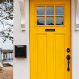 “No Soliciting” Cast Aluminum Door Plaque – Cut Corner Design, Gold on Black, 7.5" x 2" – Durable, Weather-Resistant Metal Sign, Made in USA