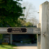 “Private Property” Plaque – Cut Corner Art Deco Style Sign, Gold on Black, 7.5" x 2", Durable Weather-Resistant Door or Gate Sign, Made in USA