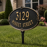 The Lawn Mount, Montecarlo Address Plaque -- 7 SIGN COLORS AVAILABLE, Measures 16" x 9.75" x 0.375"