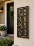 The Woodridge Vertical Address Plaque -- 7 SIGN COLORS AVAILABLE, Measures 7.5" x 16.5" x 0.375"