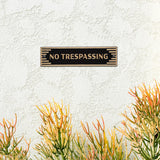 Art Deco “No Trespassing” Sign - Cast Aluminum Door or Gate Plaque, Weather-Resistant Metal Security Sign, Decorative Wall Mount, Made in USA