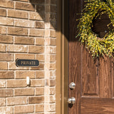 Private Sign – Cast Aluminum Cut Corner Plaque, Gold on Black, 7.5" x 2", Durable Weather-Resistant Metal Door or Gate Sign, Made in USA