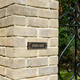 “Private” Door Plaque – Cast Aluminum Art Deco Sign – Gold on Black, 7.5” x 2” – Durable, Weather-Resistant, Easy to Mount – Made in USA