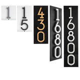 Modern Floating 4.5 Inch Numbers Vertical Address Sign Wall Plaque - Personalized custom wall sign for your home. Exterior outdoor wall mounted. 2 background Colors and 4 Number Colors available for your house- Simple Installation