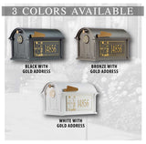 Whitehall Frank Lloyd Wright Coonley Balmoral Mailbox, Personalized Mailbox with Door Medallion, Cast Aluminum Plaques, Outdoor Mailbox, Made in USA