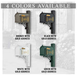 Whitehall Frank Lloyd Wright Tree of Life Superior Mailbox Package, Capitol Mailbox with Superior Post & Personalized Side Plaques, Outdoor Post Mount Mailbox System