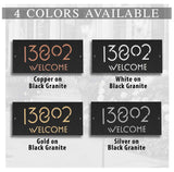 Frank Lloyd Wright Exhibition Welcome Granite Address Plaque, Personalized House Numbers Sign, 12 x 6 Inch Wall Mount, Black Granite, Made in USA