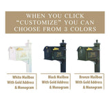 Whitehall Frank Lloyd Wright Balmoral Mailbox & Post Package with Personalized Side Plates, Monogram, Bracket & Finial, Cast Aluminum Decorative Mailbox, Post Mount