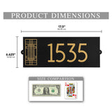 Frank Lloyd Wright Oak Park Modern Personalized Address Plaque, Cast Aluminum House Numbers Sign, Black/Gold, Wall Mounted Outdoor Address Sign, 17 x 6.625 Inch, Made in USA