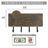 Frank Lloyd Wright Organic Commandments 4-Hook Plaque, Cast Aluminum Wall Key Holder Rack, Entryway Organizer with Hooks, Made in USA