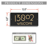 Frank Lloyd Wright Exhibition Welcome Granite Address Plaque, Personalized House Numbers Sign, 12 x 6 Inch Wall Mount, Black Granite, Made in USA