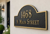 Address Plaque Arch Top with Street Name (wall mounted) - 10 SIGN COLORS, Measures 15.75" x 9.25"