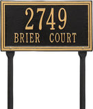 The Double Line Lawn Sign. Made in the USA. BEWARE OF IMPORT IMITATIONS. Display your address and street name. Custom house number sign.