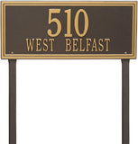 The Extra Large, Double-Line Lawn Sign. Made in the USA. BEWARE OF IMPORT IMITATIONS. Display your address and street name. Custom house number sign.