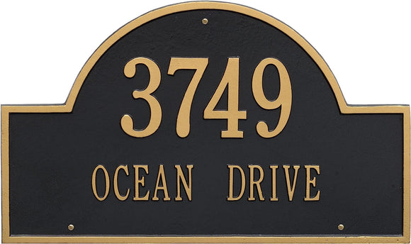 Extra Large Whitehall™ Personalized Cast Metal Address Plaque with Arch Top