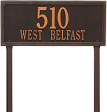 The Extra Large, Double-Line Lawn Sign. Made in the USA. BEWARE OF IMPORT IMITATIONS. Display your address and street name. Custom house number sign.
