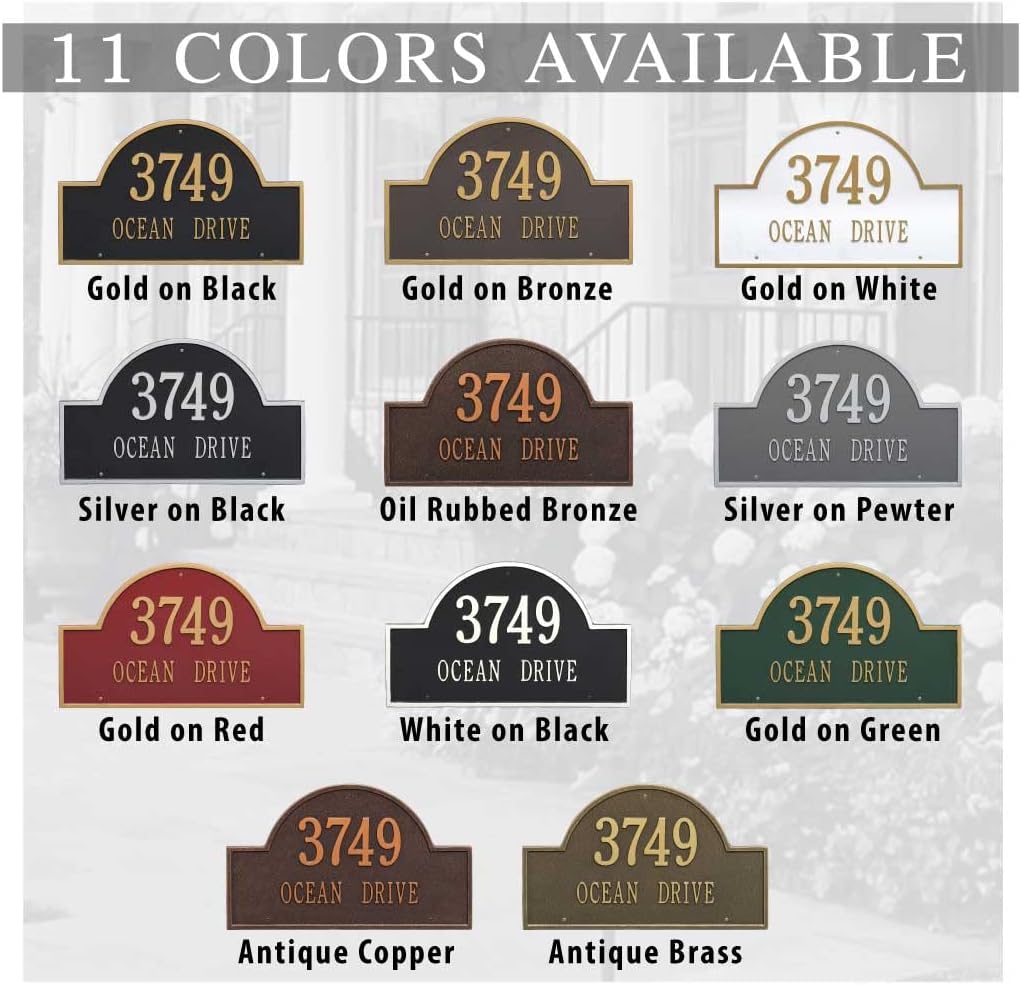 Extra Large Whitehall™ Personalized Cast Metal Address Plaque with Arc ...