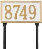 The Double Line Lawn Sign. Made in the USA. BEWARE OF IMPORT IMITATIONS. Display your address and street name. Custom house number sign.