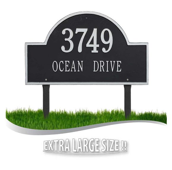 Extra Large Whitehall™ Personalized Cast Metal Lawn Address Plaque with Arch Top