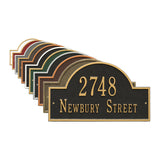Address Plaque Arch Top with Street Name (wall mounted) - 10 SIGN COLORS, Measures 15.75" x 9.25"
