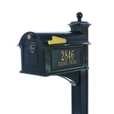Personalized Whitehall Balmoral Mailbox with Side Address Plaques, Monogram & Post Package -- 3 COLORS AVAILABLE, BOX DIMENSIONS 13.7" x 13" x 21.25"