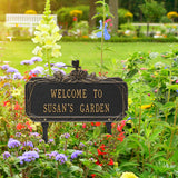 Personalized Cast Metal Yard Plaque - The Dragonfly Garden Lawn Sign. Measures - 16.625" x 10" x 4.5". 4 Colors Available.