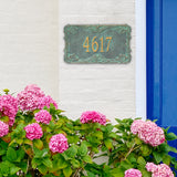 Personalized Cast Metal Address plaque - The Leroux Grande sign. Display your address Custom house number sign. Measures - 17.5" X 10.0" X 0.6". 5 Colors Available