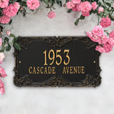 Personalized Cast Metal Address plaque - The Leroux Grande sign. Display your address Custom house number sign. Measures - 17.5" X 10.0" X 0.6". 5 Colors Available