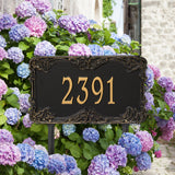 Personalized Cast Metal Address plaque - The Leroux Grande Lawn sign Display your address Custom house number sign. Measures - 17.5" X 10.0" X 0.6". 5 Colors Available