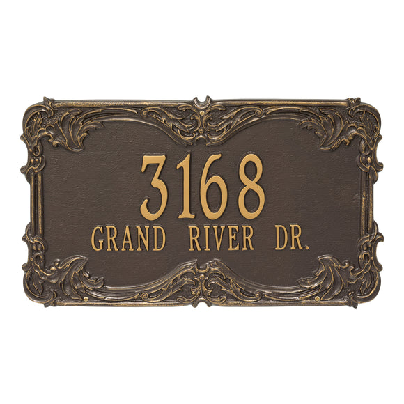 Personalized Cast Metal Address plaque - The Leroux Extra Grande sign. Display your address Custom house number sign. Measures - 21.6