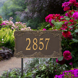 Personalized Cast Metal Address plaque - The Leroux Extra Grande Lawn sign Display your address Custom house number sign. Measures - 21.6" X 12.75" X 0.6". 5 Colors Available