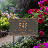 Personalized Cast Metal Address plaque - The Leroux Extra Grande Lawn sign Display your address Custom house number sign. Measures - 21.6" X 12.75" X 0.6". 5 Colors Available