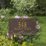 Personalized Cast Metal Address plaque - The Leroux Extra Grande Lawn sign Display your address Custom house number sign. Measures - 21.6" X 12.75" X 0.6". 5 Colors Available
