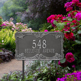 Personalized Cast Metal Address plaque - The Leroux Extra Grande Lawn sign Display your address Custom house number sign. Measures - 21.6" X 12.75" X 0.6". 5 Colors Available