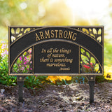 Personalized Cast Metal Yard Plaque - The Aristotle Garden Lawn sign. Measures - 16.75" x 9.75" x 0.5". 4 Colors Available