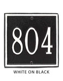 The Square Petite Address Number Plaque -- 11 SIGN COLORS AVAILABLE, Measures 6" x 6" x 0.375"