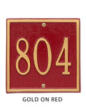 The Square Petite Address Number Plaque -- 11 SIGN COLORS AVAILABLE, Measures 6" x 6" x 0.375"