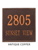 The LARGE Square Estate Address Number Plaque -- 11 SIGN COLORS AVAILABLE, Measures 15" x 15" x 0.37"