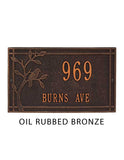 The Woodridge Bird Address Plaque -- 6 SIGN COLORS AVAILABLE, Measures 16.5" x 10" x 0.625"