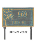 LAWN MOUNTED Woodridge Bird Address Plaque -- 6 SIGN COLORS AVAILABLE, Measures 16.5" x 10" x 0.625" The Lawn stakes are 20" long