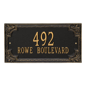 Personalized Cast Metal Address plaque - The Penbrook Grande sign. Display your address Custom house number sign. Measures - 16.5" X 8.5" X 0.6". 5 Colors Available