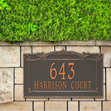 Personalized Cast Metal Address plaque - The Sheridan Extra Grande sign. Display your address Custom house number sign. Measures - 19.5" X 12.0" X 0.6". 5 Colors Available