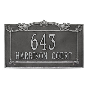 Personalized Cast Metal Address plaque - The Sheridan Extra Grande sign. Display your address Custom house number sign. Measures - 19.5" X 12.0" X 0.6". 5 Colors Available