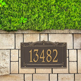 Personalized Cast Metal Address plaque - The Sheridan Grande sign. Display your address Custom house number sign. Measures - 14.5" X 9.0" X 0.6". 5 Colors Available
