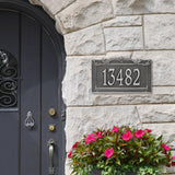 Personalized Cast Metal Address plaque - The Sheridan Grande sign. Display your address Custom house number sign. Measures - 14.5" X 9.0" X 0.6". 5 Colors Available
